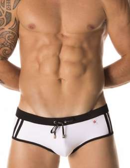 JOR Mannen Brief Sportieve Zwembroek wit-zwart